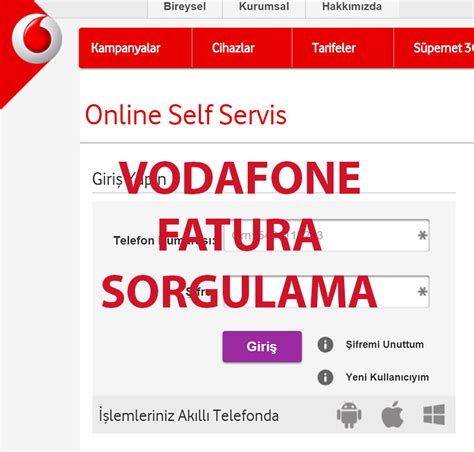 Vodafone fatura detay sorgulama